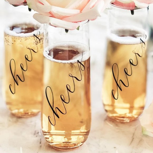 Set of 12 "Cheers" Shatter-Proof Champagne Flutes - Picture 3 of 8